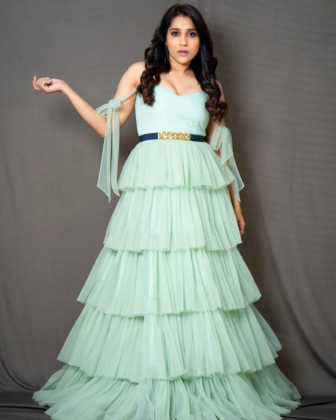 Rashmi Gautam In Sleeveless Green Gown